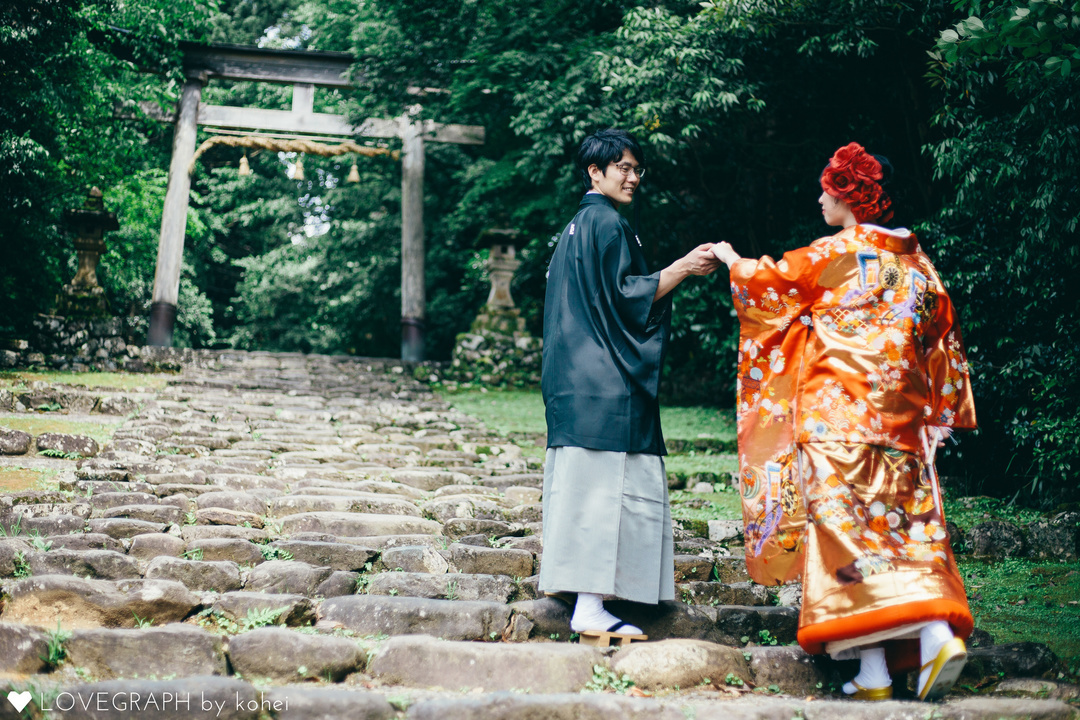前撮りは水晶浜(美浜町)、勝山駅、平泉寺白山神社、新郎実家周辺(勝山市)で行いました!【Welcome to our wedding】